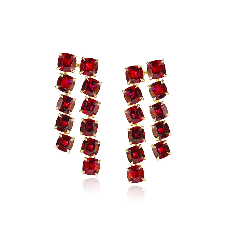 Contemporary 18KT Yellow Gold Ruby Earrings