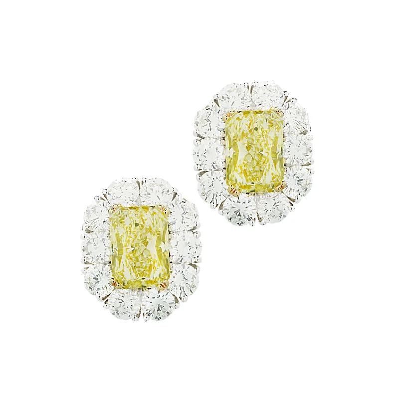 Contemporary 18KT Yellow & White Gold Yellow & White Diamond Earrings