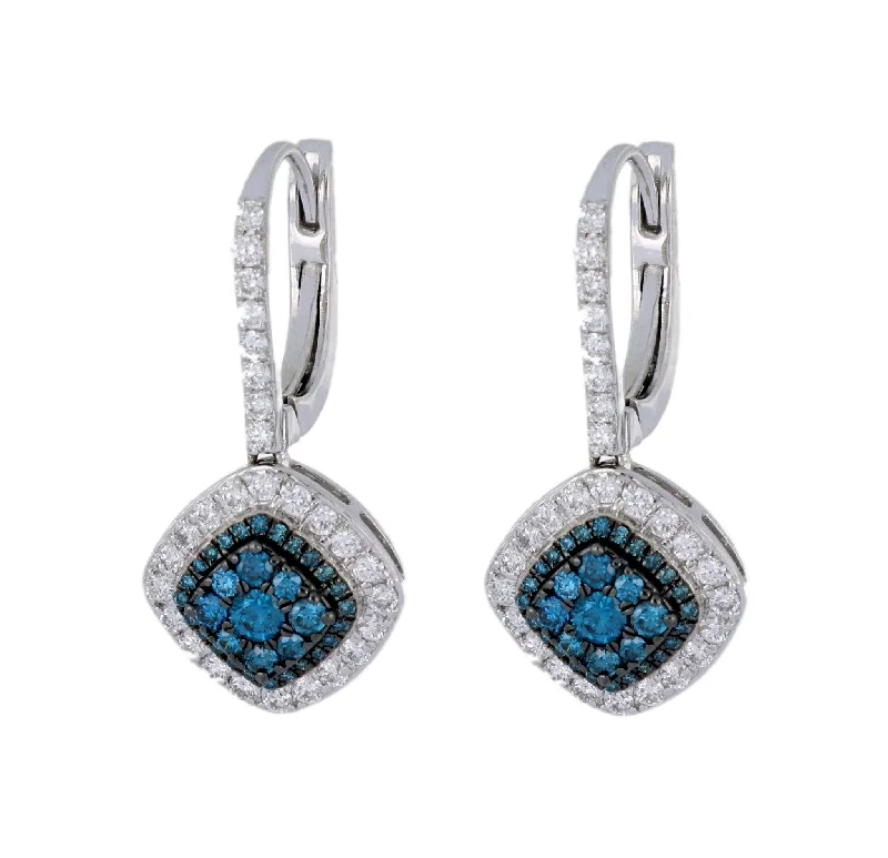 Blue Diamond Ladies Earrings (Blue Diamond 0.61 cts. White Diamond 0.77 cts.)