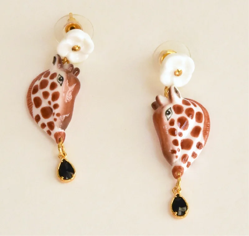 Daisy and Giraffe Earrings with Gems