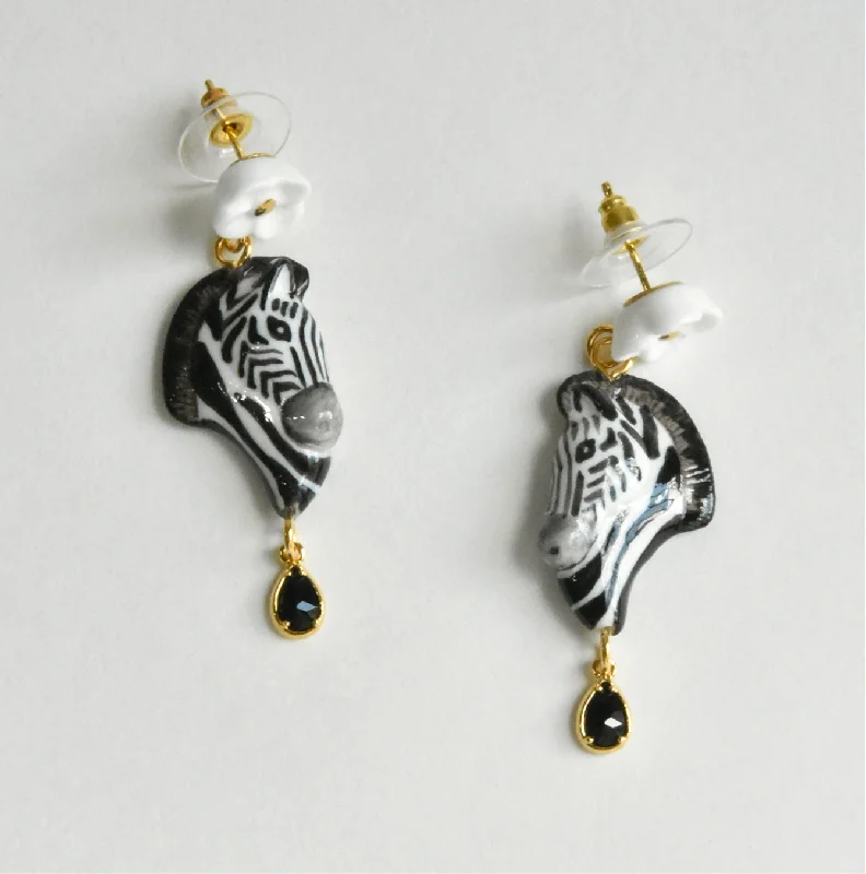 Daisy and Zebra Earrings with Gems