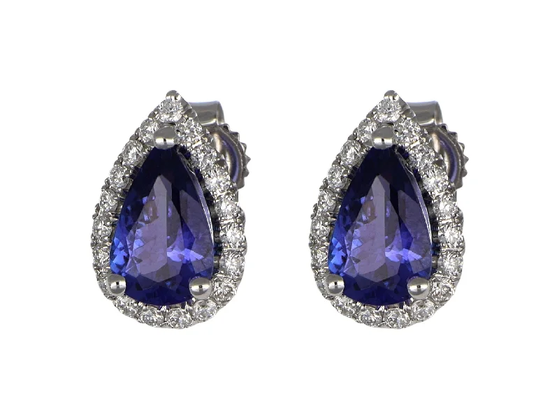 Tanzanite Ladies Earrings (Tanzanite 1.91 cts. White Diamond 0.32 cts. )