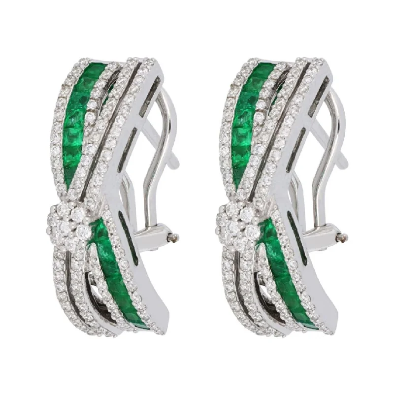 Emerald Earrings (Emerald 0.83 cts. White Diamond 0.8 cts.)