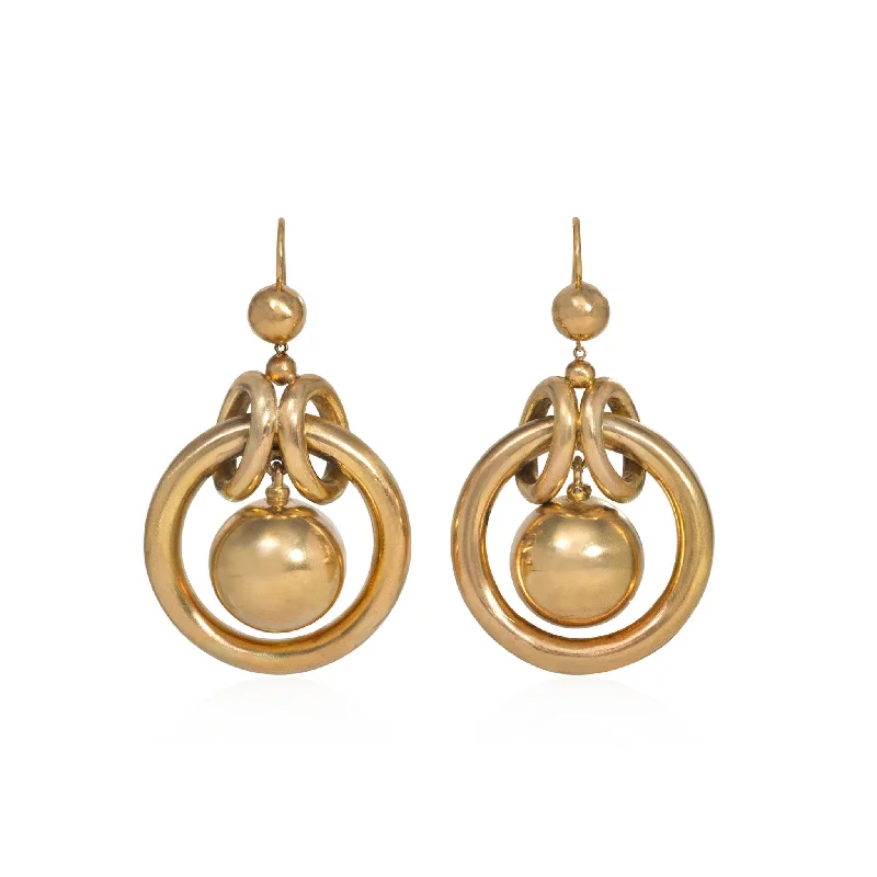 English Victorian 15KT Yellow Gold Earrings