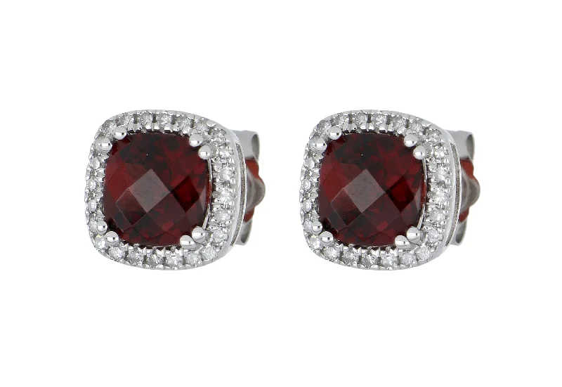 Garnet Ladies Earrings (Garnet 2.41 cts. White Diamond 0.18 cts.)