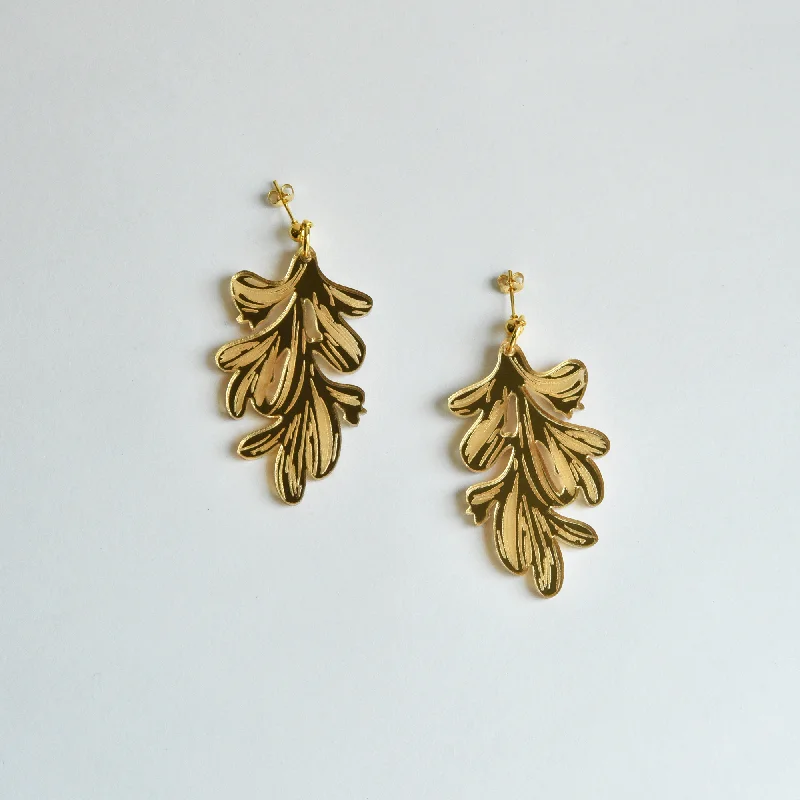 Gold Flower Leaf Earrings