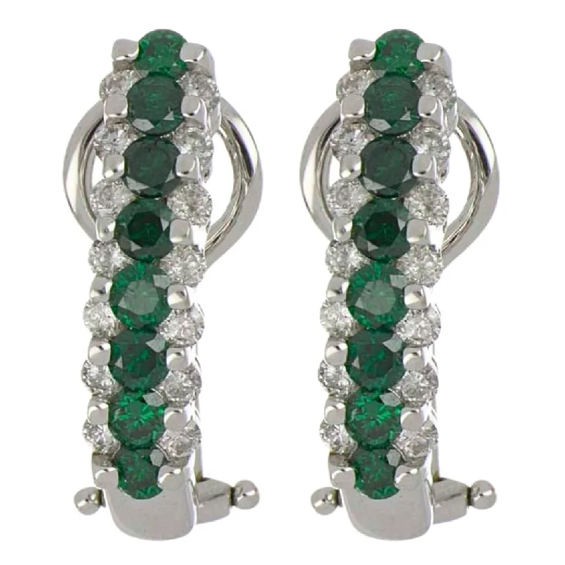 Green Diamond Earrings (Green Diamond 1.3 cts. White Diamond 0.88 cts.)