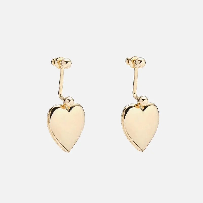 Heart Locket Earrings in Gold