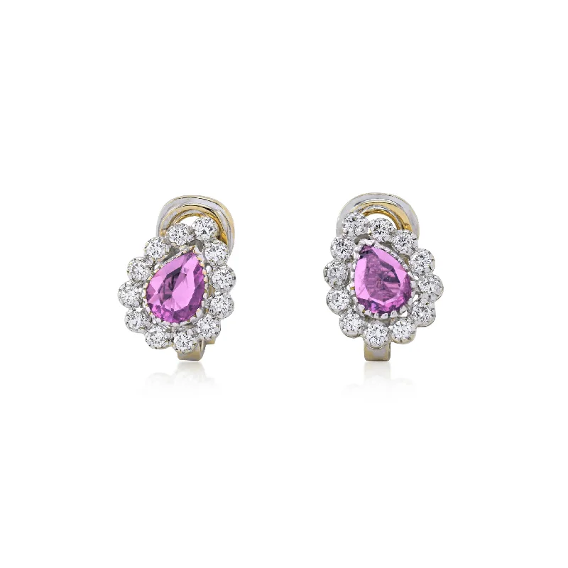 Italian Post-1980s 18KT White Gold Sapphire & Diamond Earrings