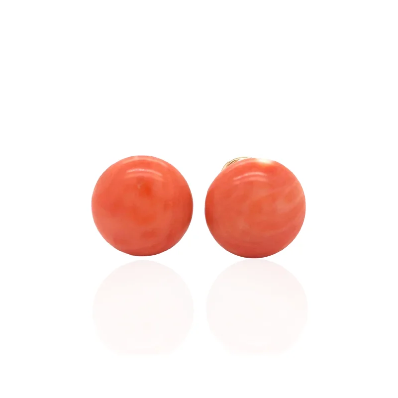 Italian Retro 18KT Yellow Gold Coral Earrings