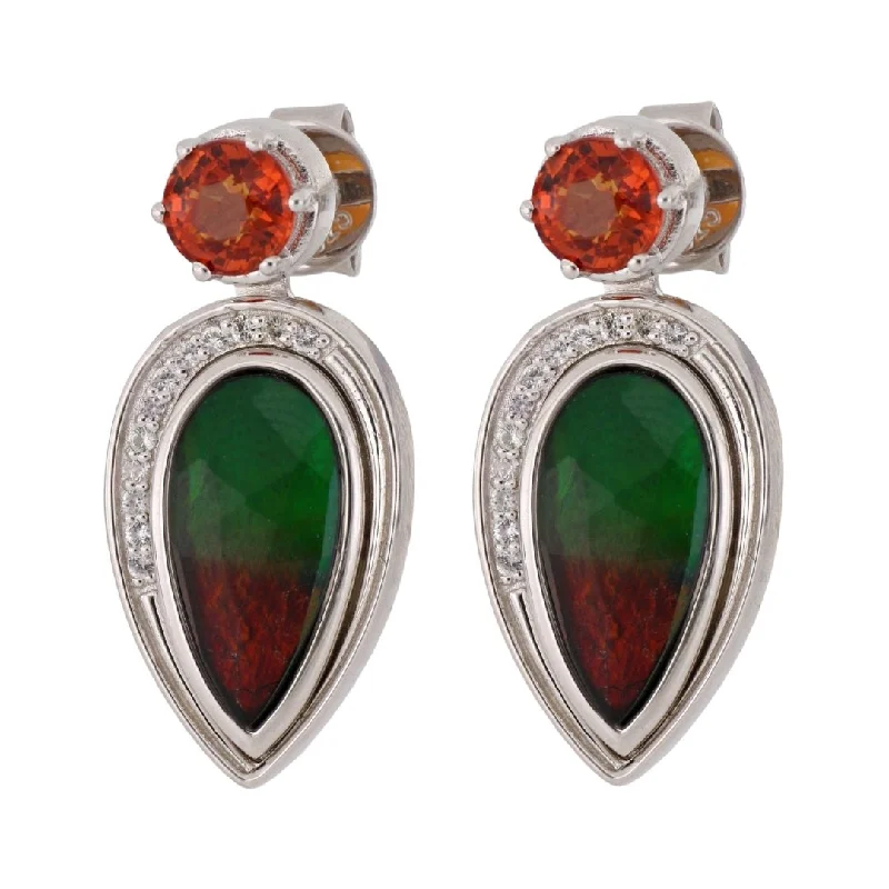 KORITE Ammolite Earrings (Ammolite Orange Sapphire White Sapphire)