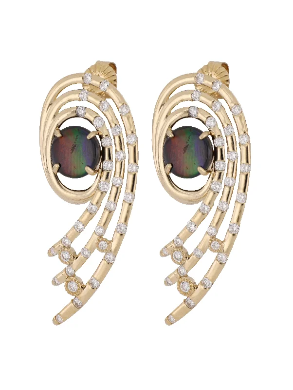 KORITE Ammolite Ladies Earrings (Ammolite White Diamond 0.99 cts.)