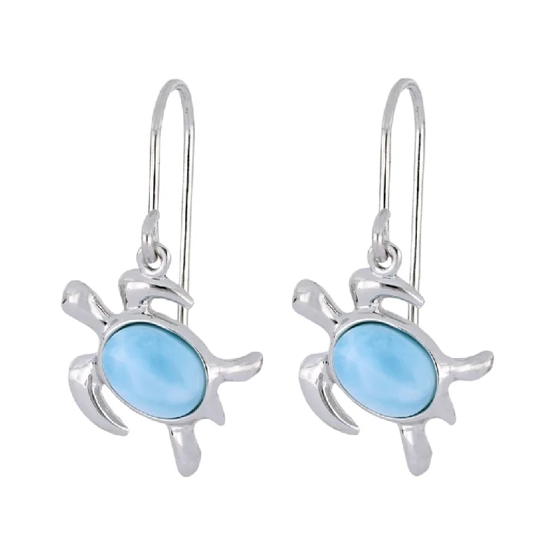 Larimar Turtle Earrings