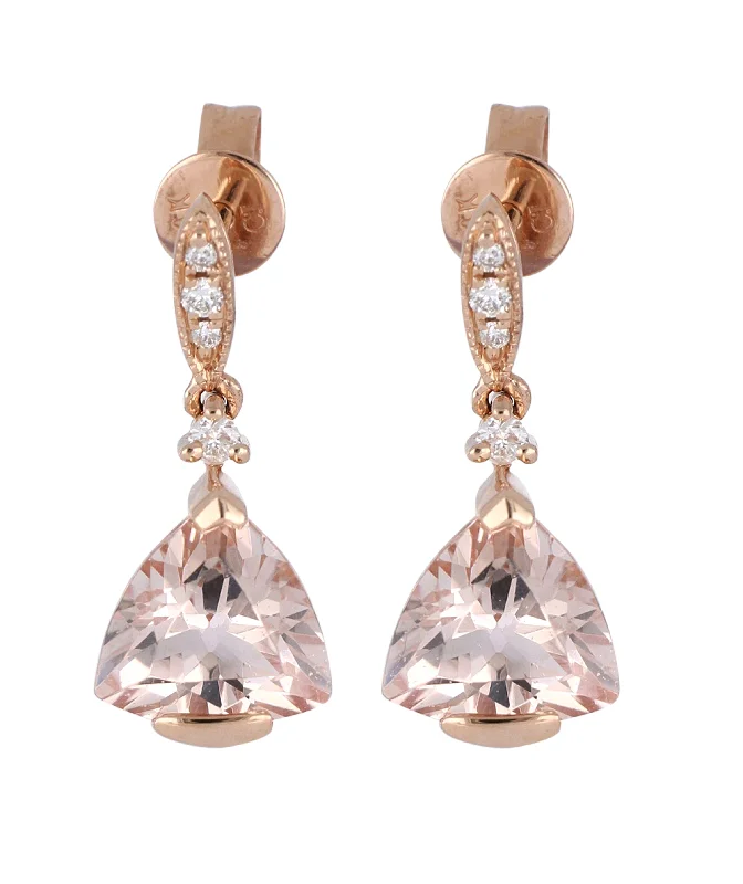 Morganite Ladies Earrings (Morganite 1.96 cts. White Diamond 0.06 cts.)