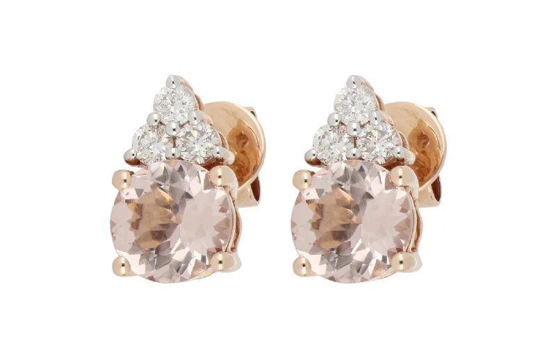 Morganite Ladies Earrings (Morganite 2.16 cts. White Diamond 0.39 cts.)