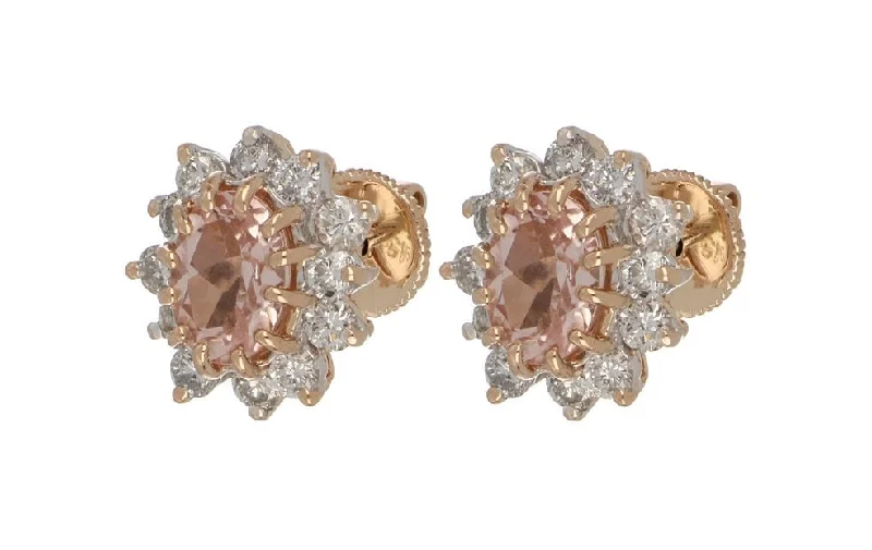 Morganite Ladies Earrings (Morganite 2 cts. White Diamond 0.83 cts.)