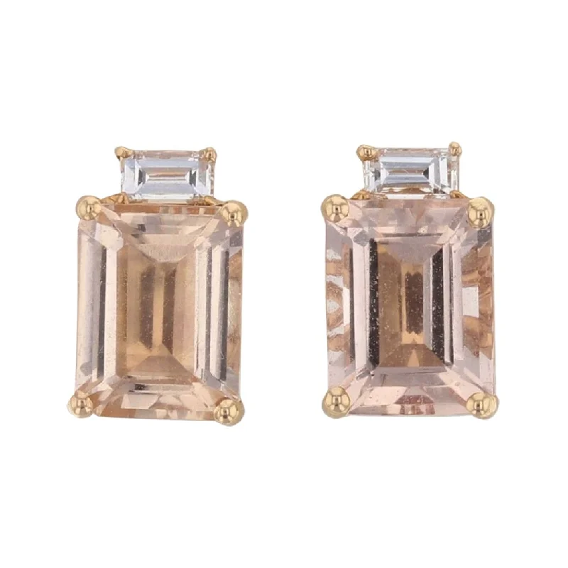 Morganite Earrings (Morganite 4.42 cts. White Diamond 0.27 cts.)