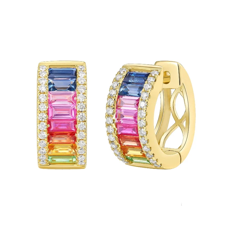 Multi-Color Sapphire Earrings (Multi-Color Sapphire 1.88 cts. Ruby 0.27 cts. White Diamond 0.38 cts.)