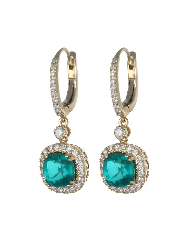 Paraiba Topaz Earrings (Paraiba Topaz 3.25 cts. White Diamond 0.78 cts.)