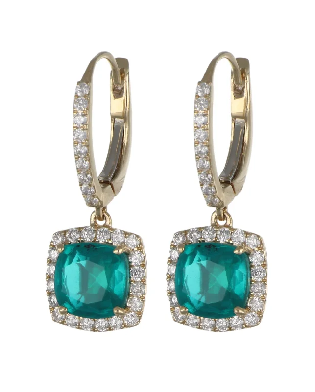 Paraiba Topaz Earrings (Paraiba Topaz 3.26 cts. White Diamond 0.69 cts.)