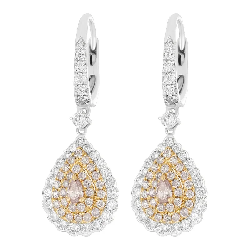 Pink Diamond Earrings (Pink Diamond 0.21 cts. Pink Diamond 0.43 cts. White Diamond 0.76 cts.)