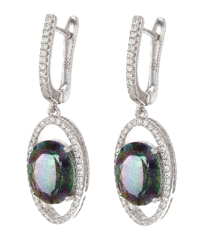 Rainbow Topaz Ladies Earrings (Rainbow Topaz 8.4 cts. Cubic Zirconia)