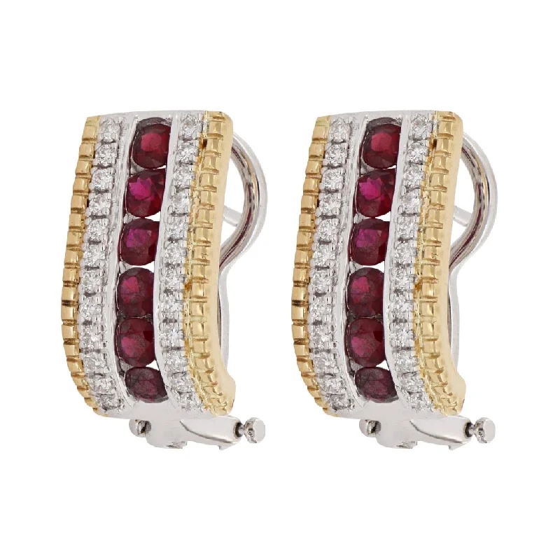 Ruby Earrings (Ruby 1.46 cts. White Diamond 0.52 cts.)