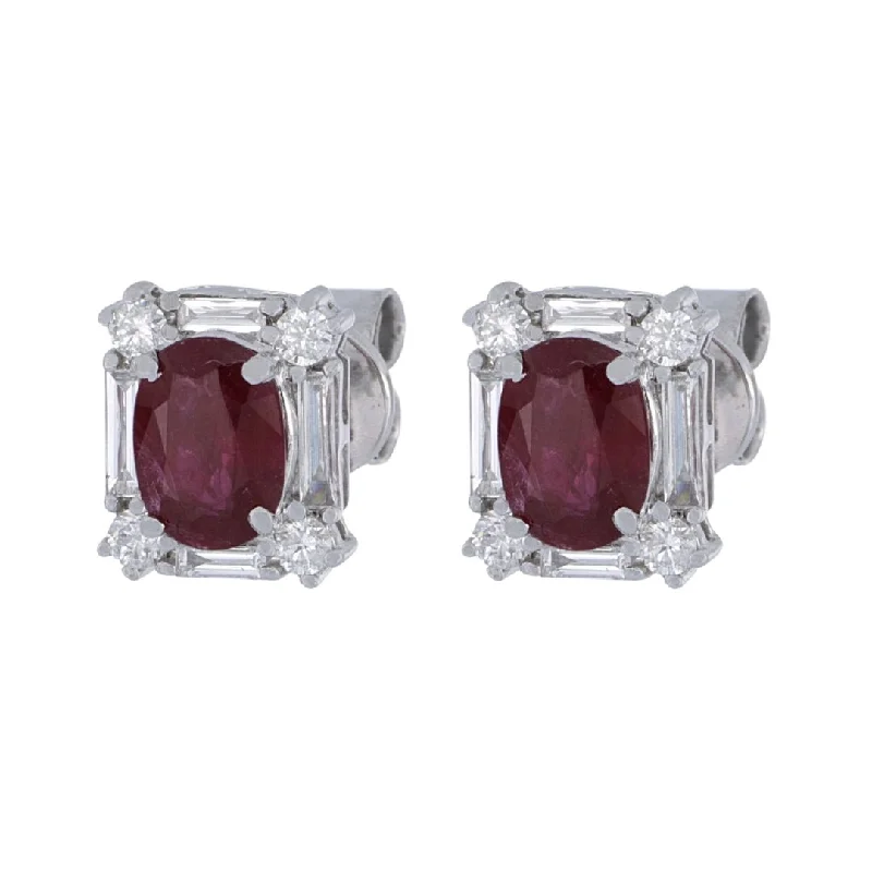 Ruby Earrings (Ruby 1.72 cts. White Diamond 0.27 cts. White Diamond 0.32 cts.)