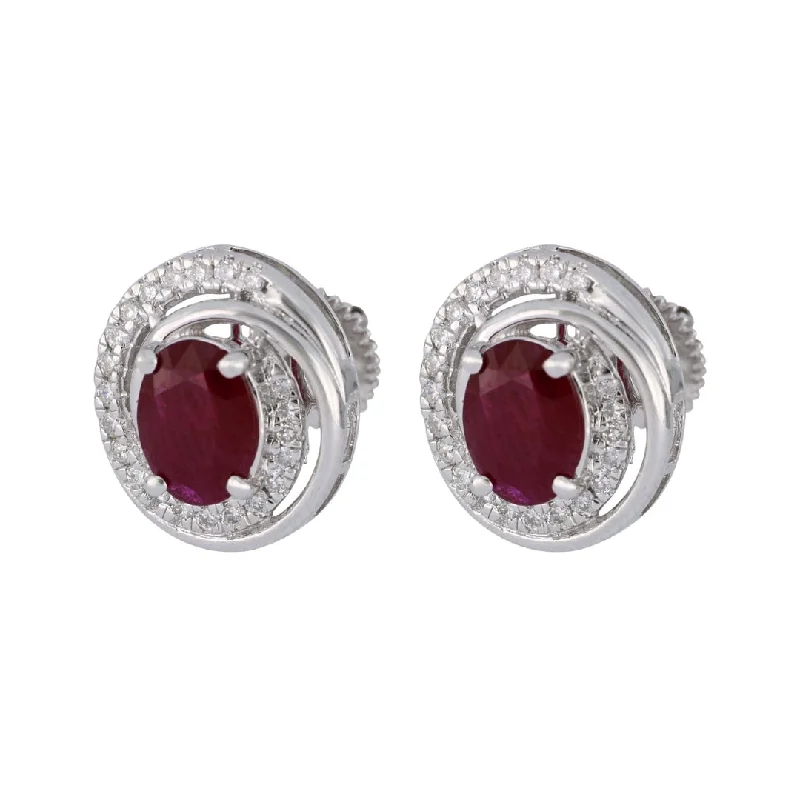 Ruby Earrings (Ruby 2.24 cts. White Diamond 0.38 cts.)