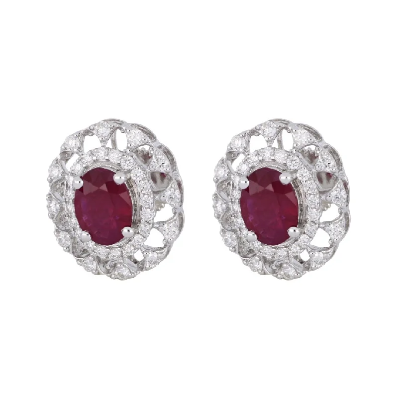 Ruby Earrings (Ruby 2.38 cts. White Diamond 0.84 cts.)