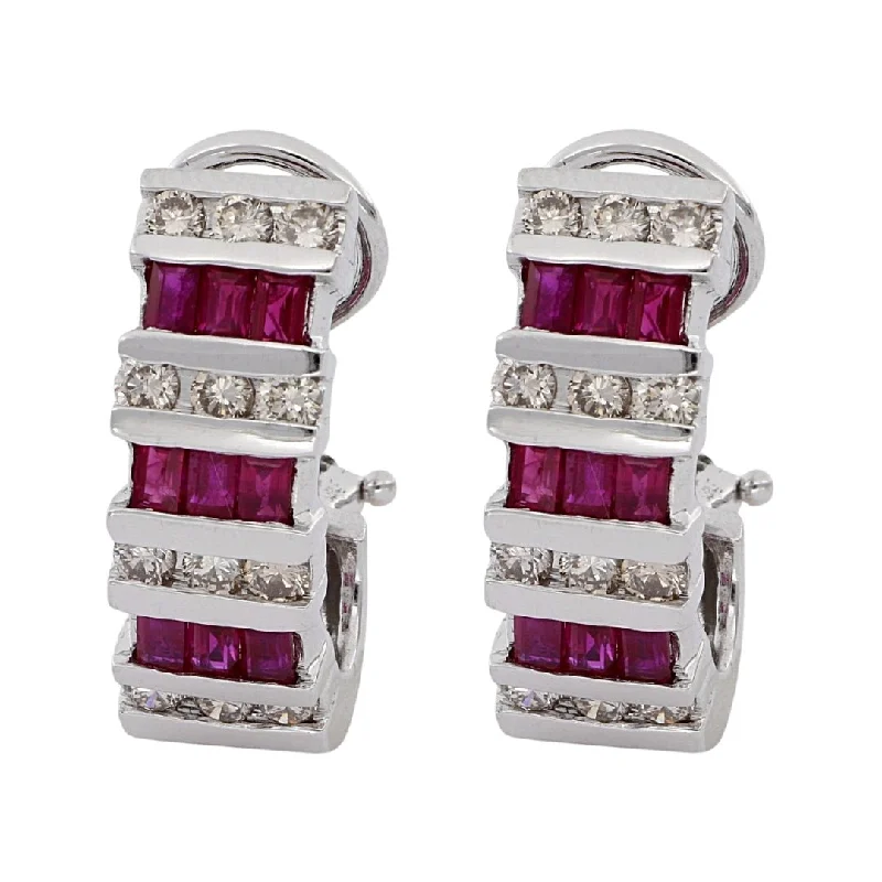 Ruby Earrings (Ruby 2 cts. White Diamond 1.25 cts.)