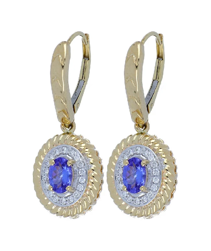 Tanzanite Ladies Earrings (Tanzanite 0.9 cts. White Diamond 0.25 cts.)