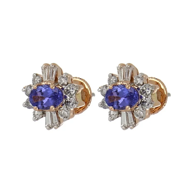 Tanzanite Earrings (Tanzanite 1.00 cts. White Diamond 0.7 cts.)