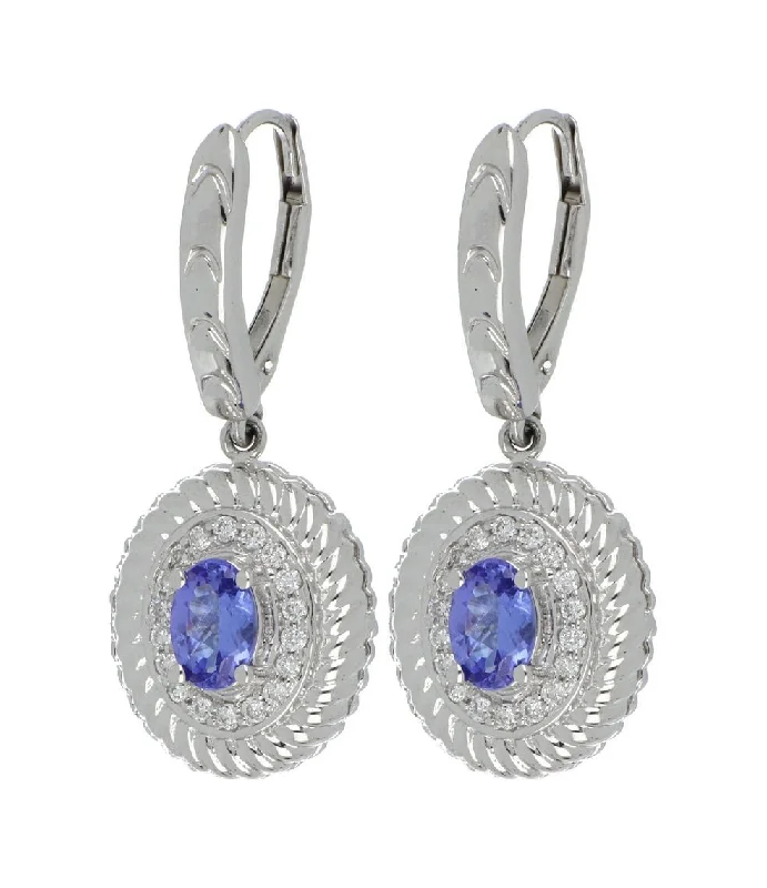 Tanzanite Ladies Earrings (Tanzanite 1.01 cts. White Diamond 0.25 cts.)