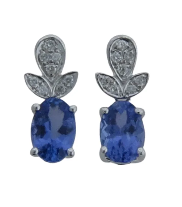 Tanzanite Ladies Earrings (Tanzanite 1.17 cts. White Diamond 0.05 cts.)