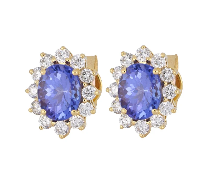 Tanzanite Ladies Earrings (Tanzanite 1.98 cts. White Diamond 0.63 cts.)