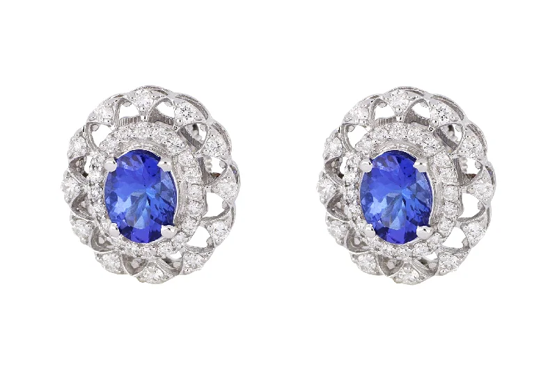 Tanzanite Ladies Earrings (Tanzanite 2.49 cts. White Diamond 0.84 cts.)