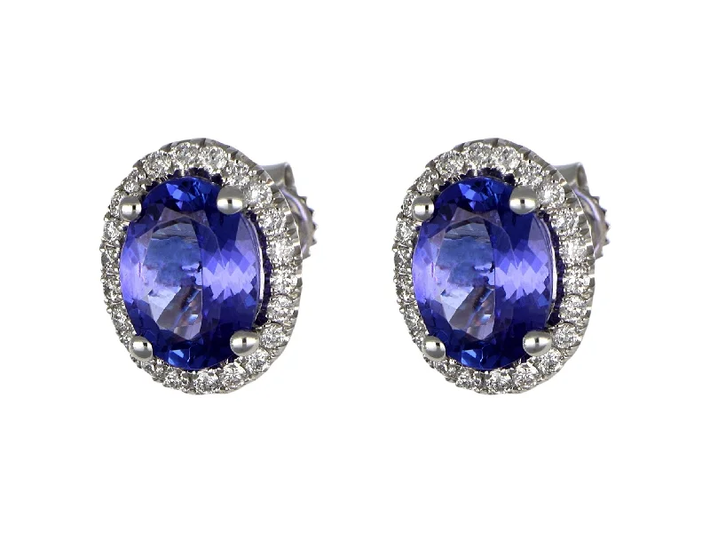 Tanzanite Ladies Earrings (Tanzanite 3.07 cts. White Diamond 0.34 cts.)