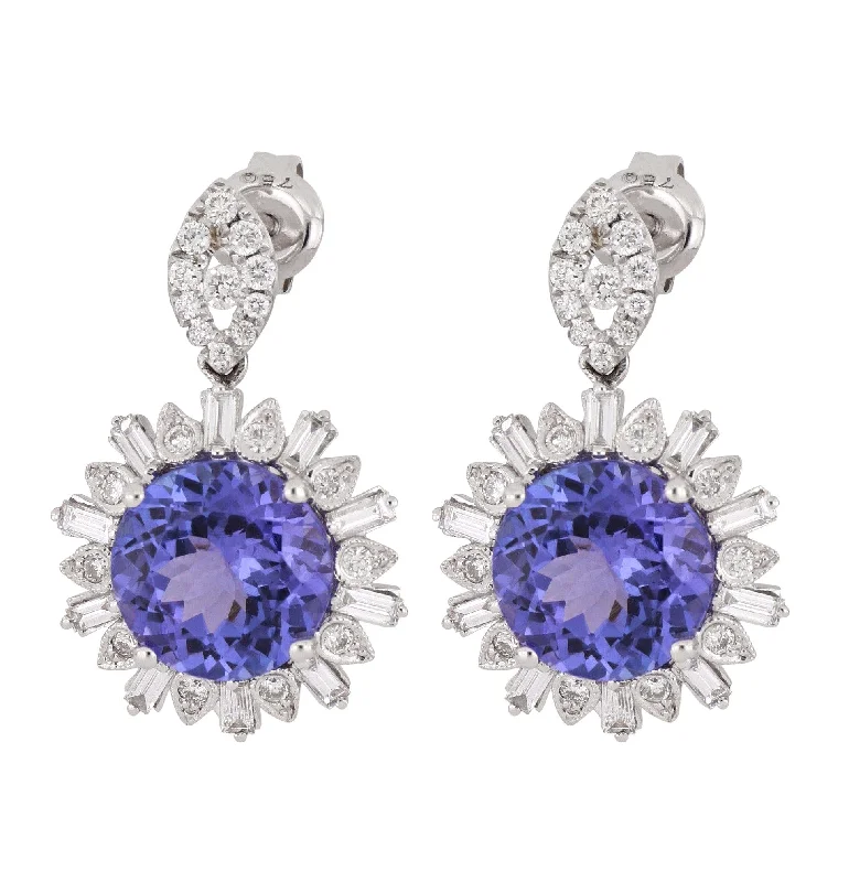 Tanzanite Ladies Earrings (Tanzanite 4.86 cts. White Diamond 0.38 cts. White Diamond 0.42)