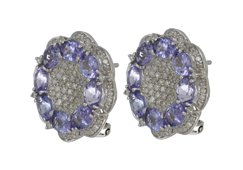 Tanzanite Ladies Earrings (Tanzanite 5.35 cts. White Diamond 1.21 cts.)