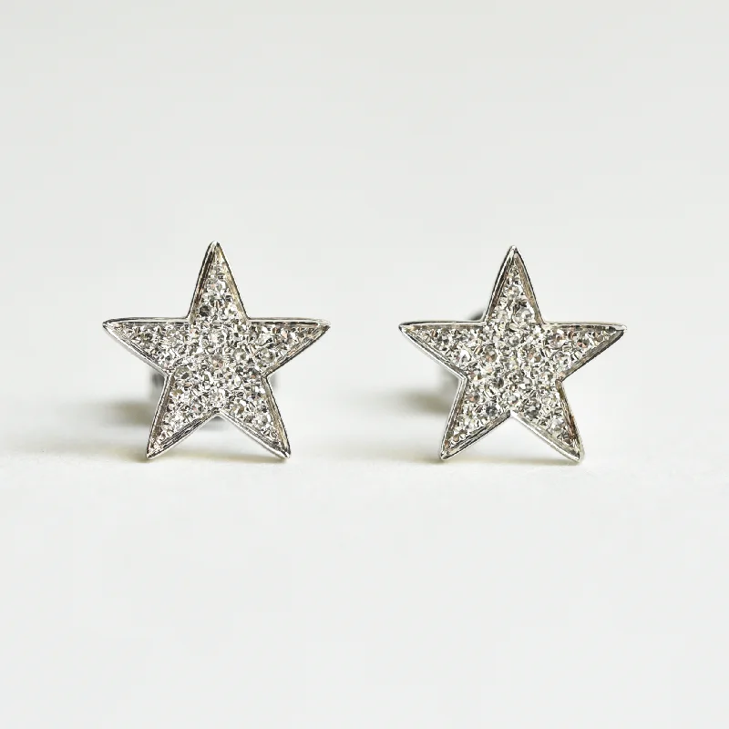 White Gold Diamond Star Earrings