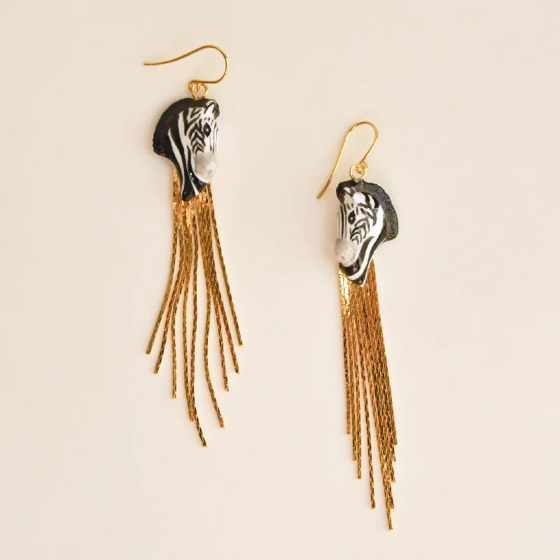 Zebra Fringe Earrings