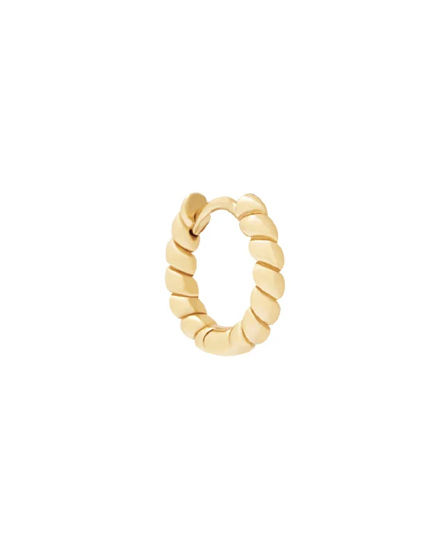 14K Solid Gold Bella Twist Huggie Hoop