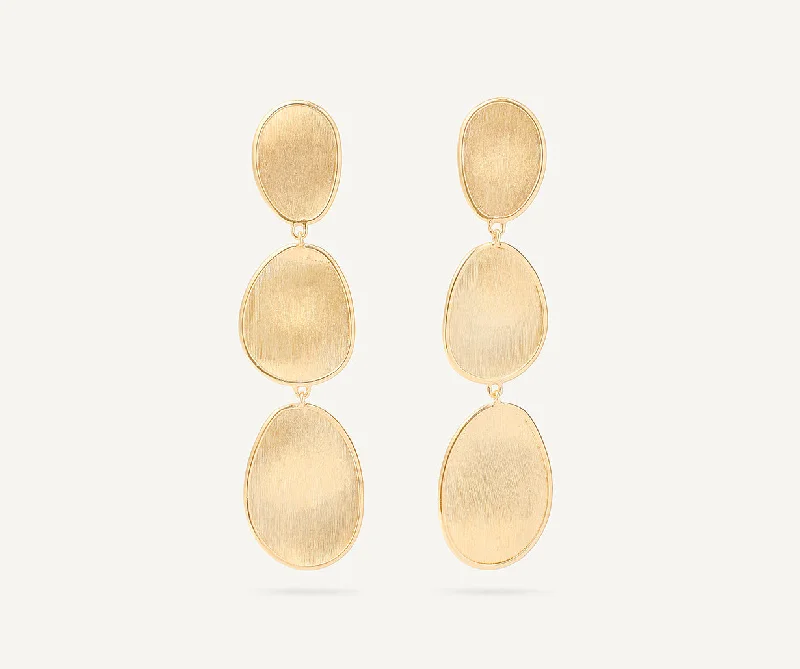 18K Yellow Gold 3-Drop Earrings, Large