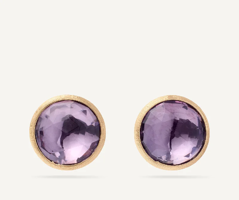 18K Yellow Gold Amethyst Medium Stud Earrings