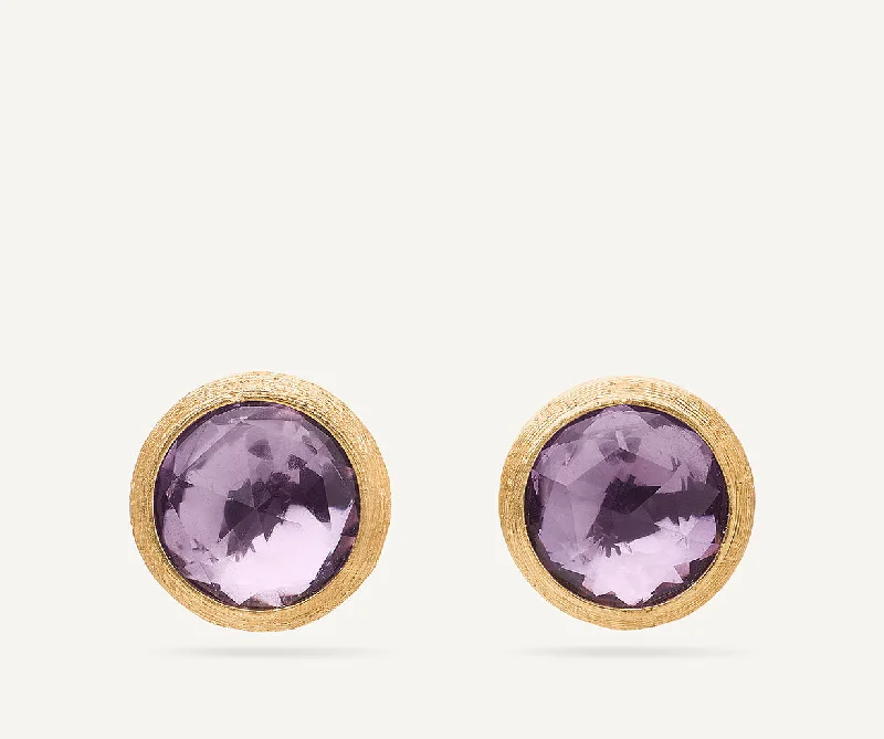 18K Yellow Gold Amethyst Stud Earrings