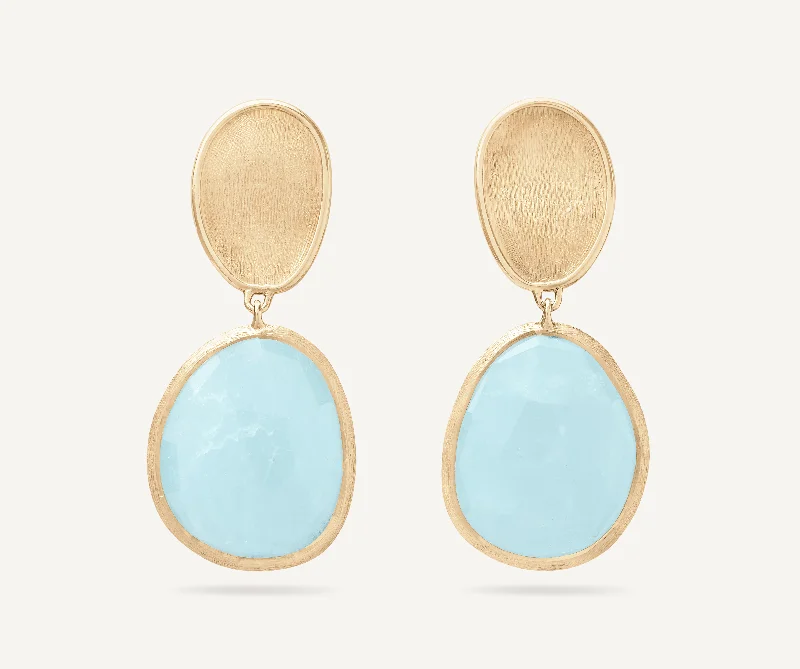 18K Yellow Gold Aquamarine Drop Earrings