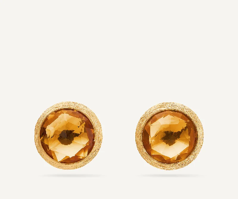 18K Yellow Gold Citrine Stud Earrings