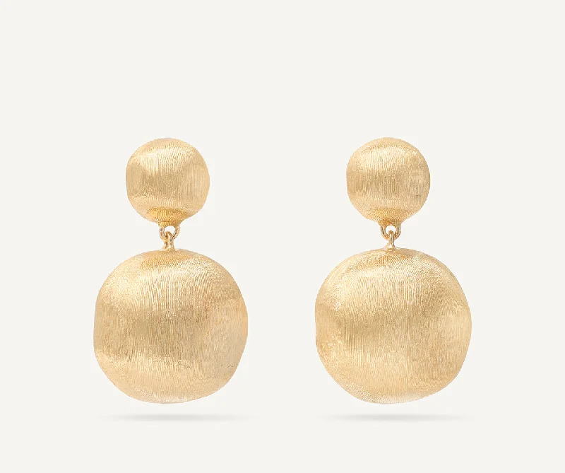 18K Yellow Gold Double Drop Earrings, Small