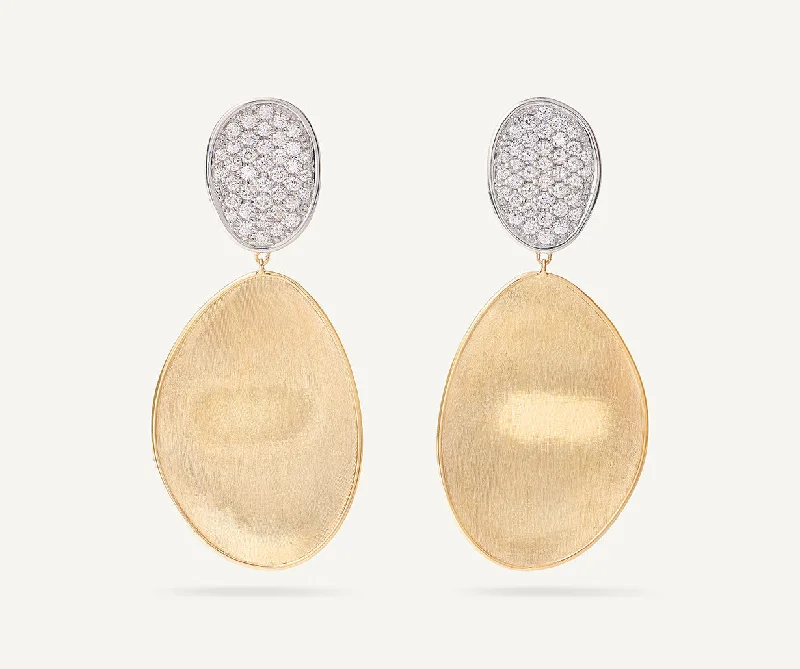 18K Yellow Gold Double Drop Earrings With Diamonds, Large